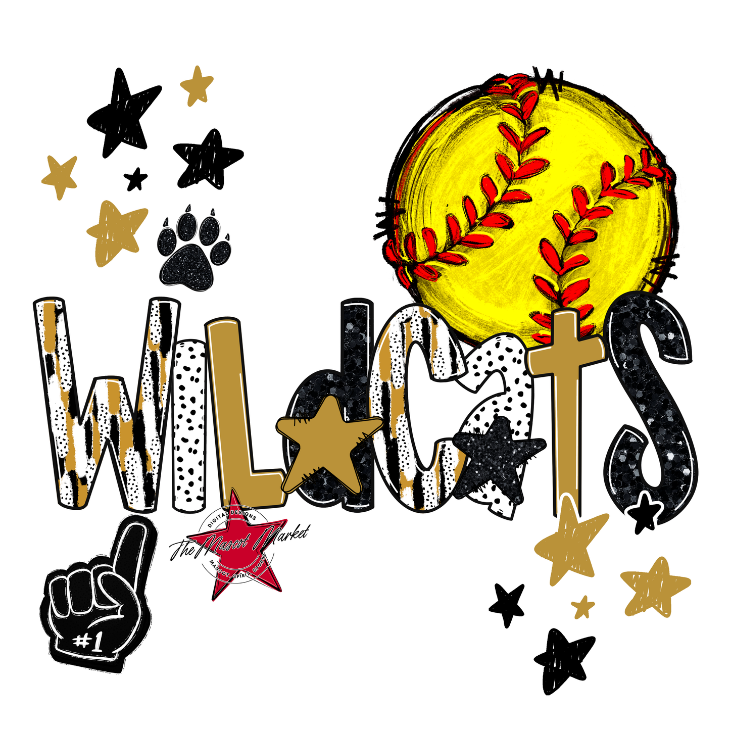 Wildcats Softball Scrape-Gold