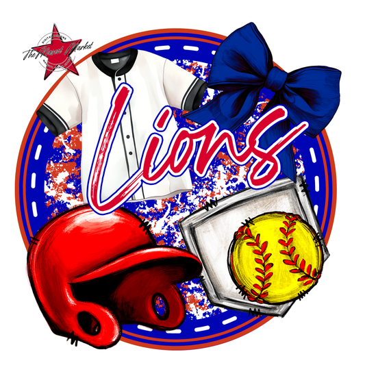 Lions Circle Softball Design-Blue-Red