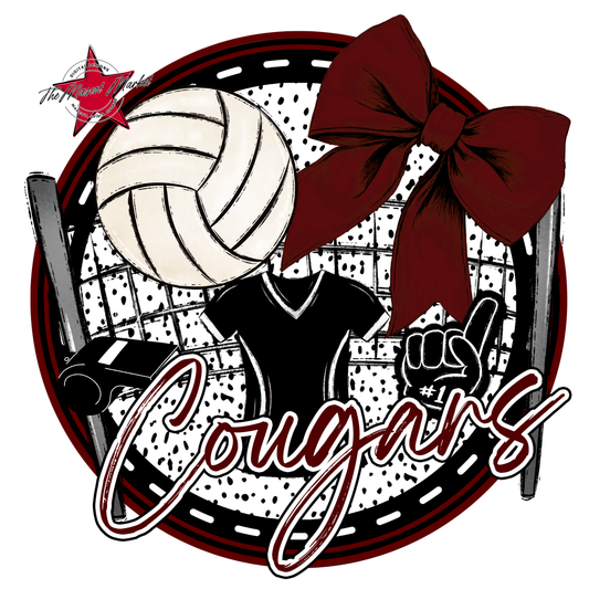 Cougars Circle Volleyball Design-Maroon