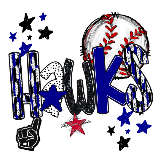 Hawks Baseball Scrape-Blue