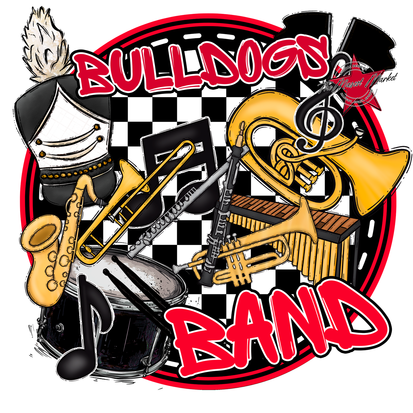 Bulldogs Circle Band Design-Red