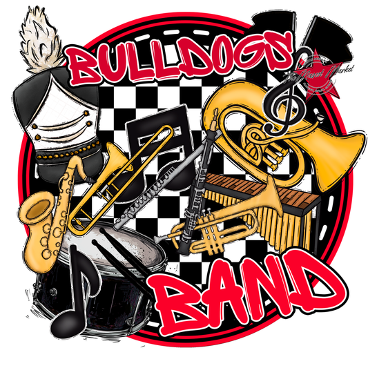 Bulldogs Circle Band Design-Red