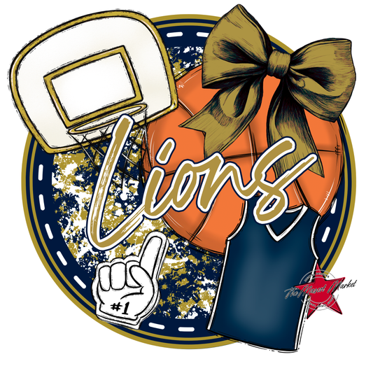 Lions Circle Basketball Design-Navy-Gold