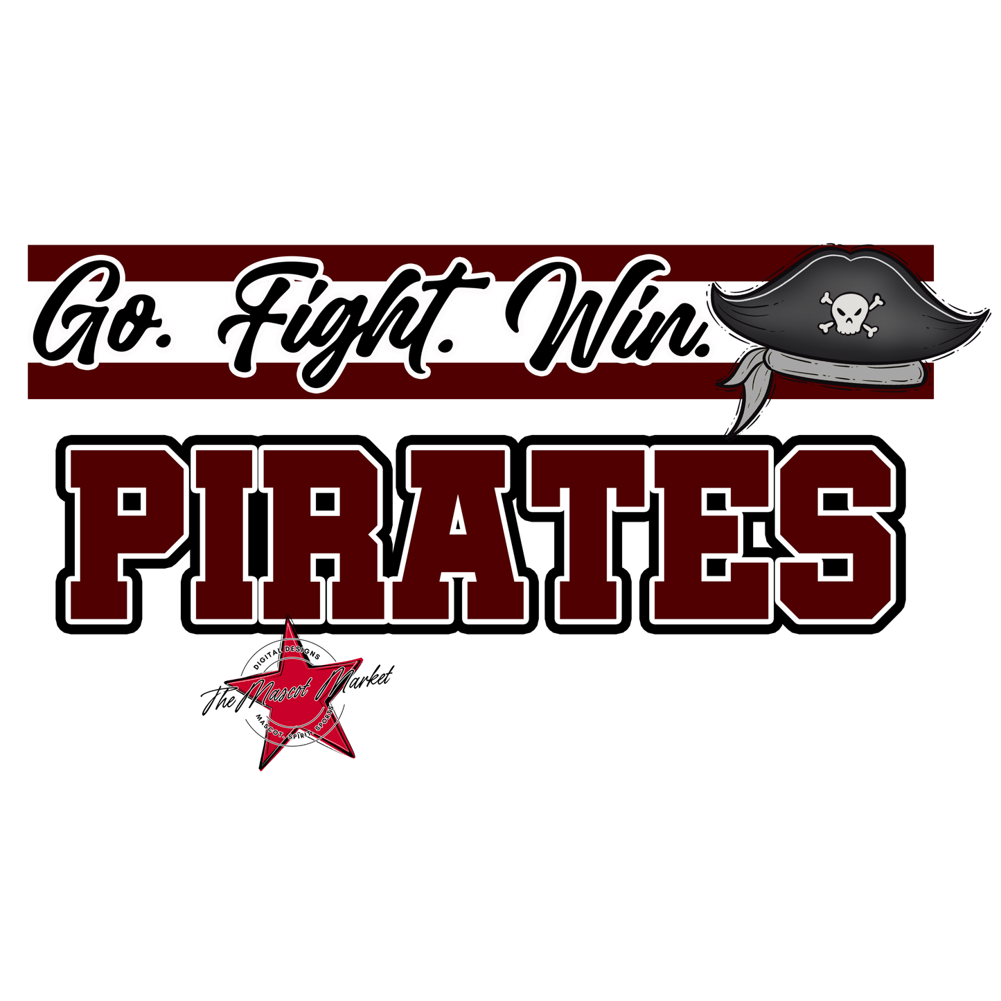 Pirates Go Fight Win Mascot Lines-Maroon