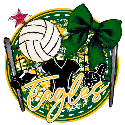 Eagles Circle Volleyball Design-Green-Yellow