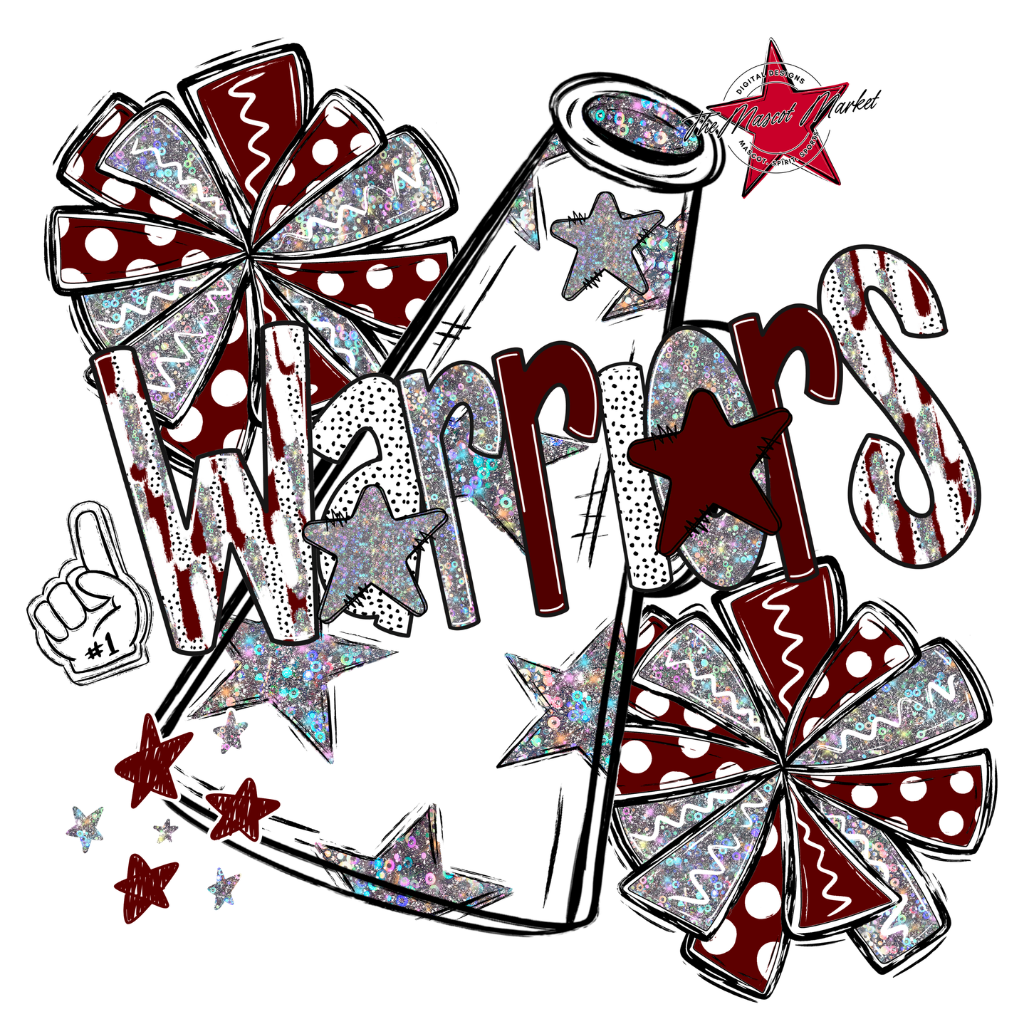 Warriors Cheer Megaphone Scrape-Maroon