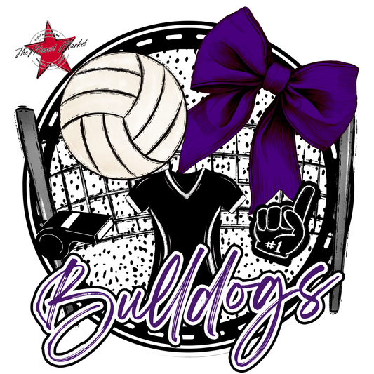 Bulldogs Circle Volleyball Design-Purple