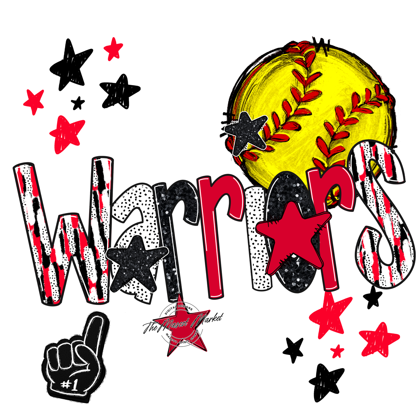 Warriors Softball Scrape-Red