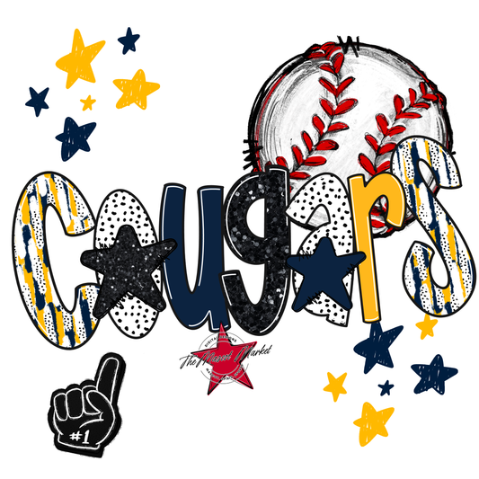 Cougars Baseball Scrape-Navy-Yellow