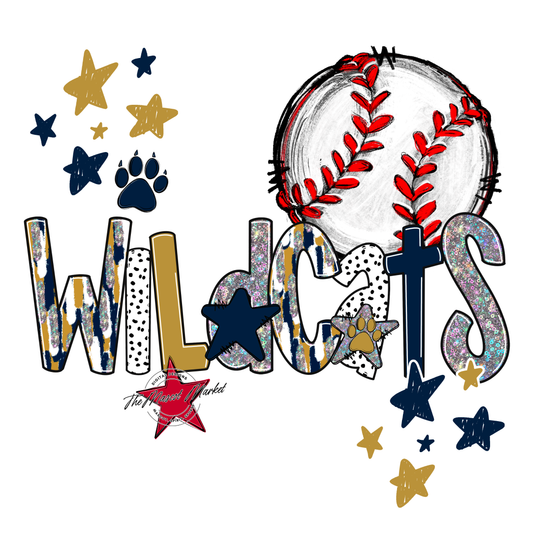 Wildcats Baseball Scrape-Navy-Gold
