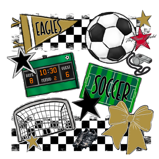 Eagles Soccer Checkers Design-Gold