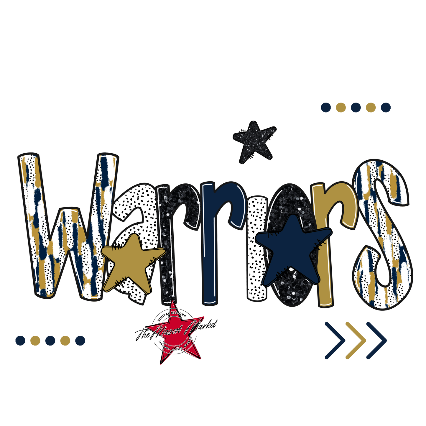 Warriors Brushstroke Alpha w Arrows-Navy-Gold