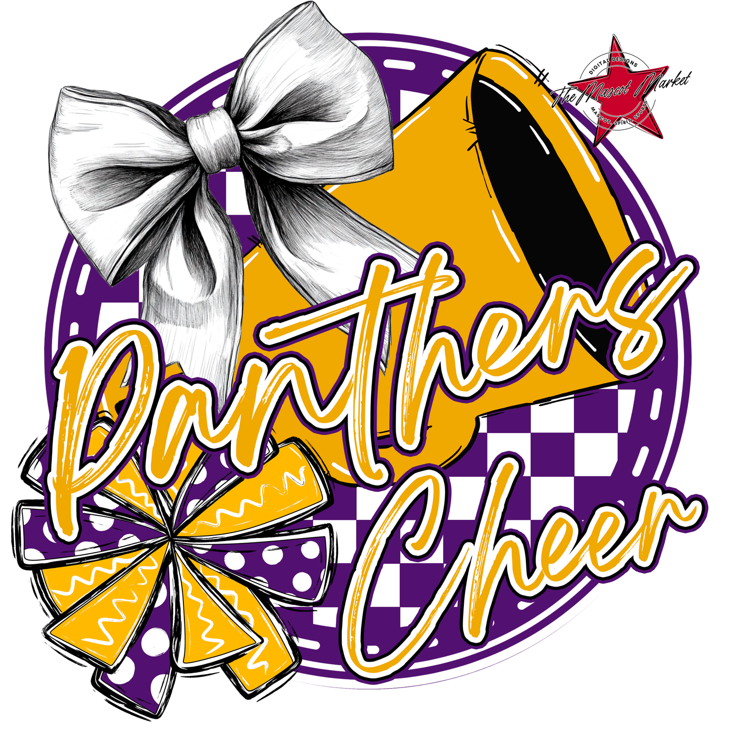 Panthers Circle Cheer Design-Purple-Yellow