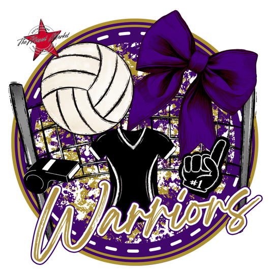 Warriors Circle Volleyball Design-Purple-Gold