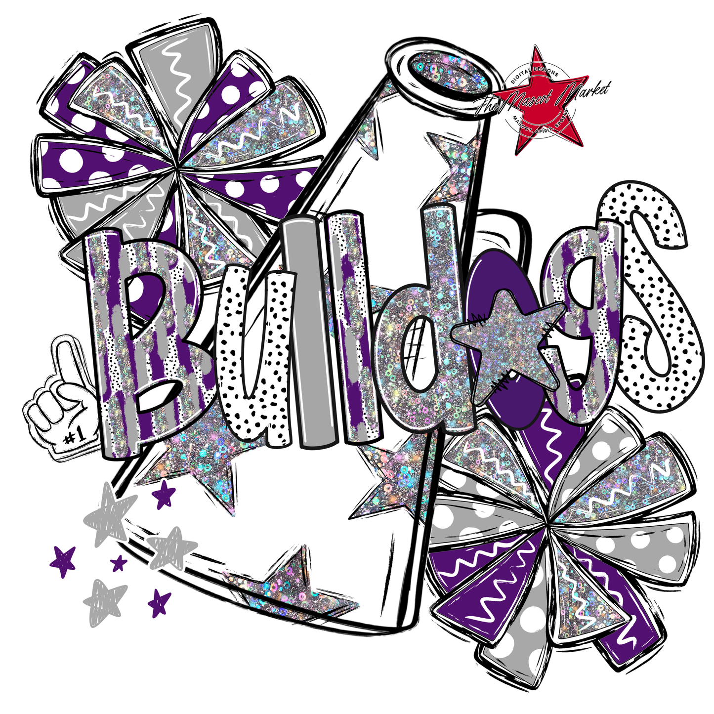 Bulldogs Cheer Megaphone Scrape-Purple-Grey