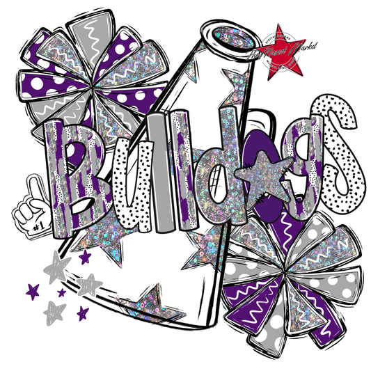 Bulldogs Cheer Megaphone Scrape-Purple-Grey