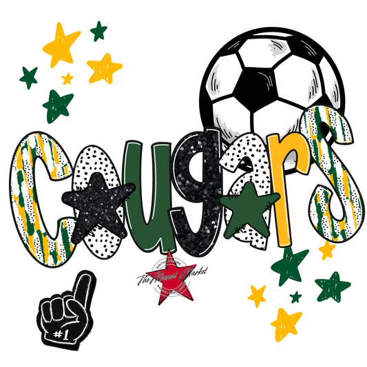 Cougars Soccer Scrape-Green-Yellow