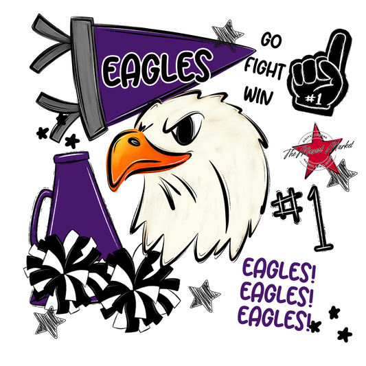 Eagles Mascot Spirit Design Megaphone-Purple