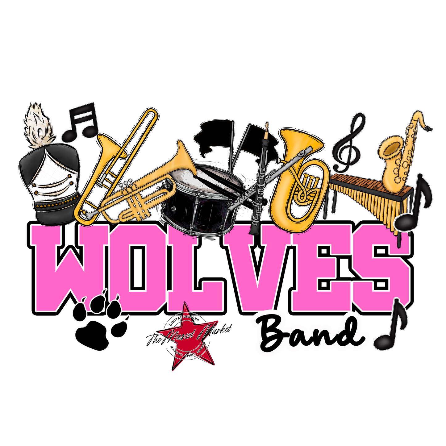 Wolves Varsity Band-Baby Pink