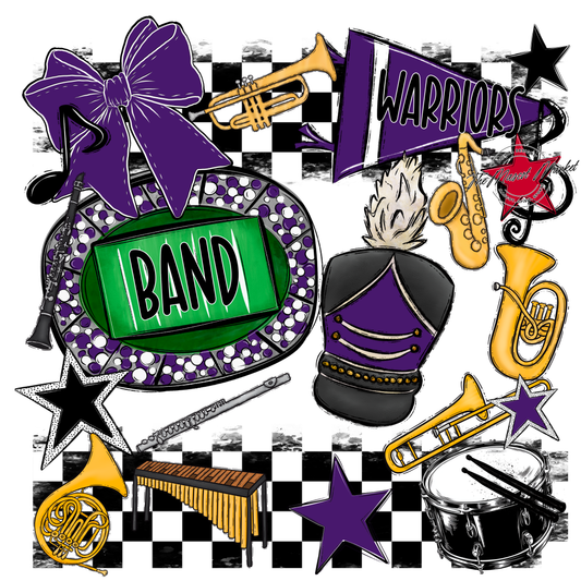 Warriors Checkers Band Spirit Design-Purple