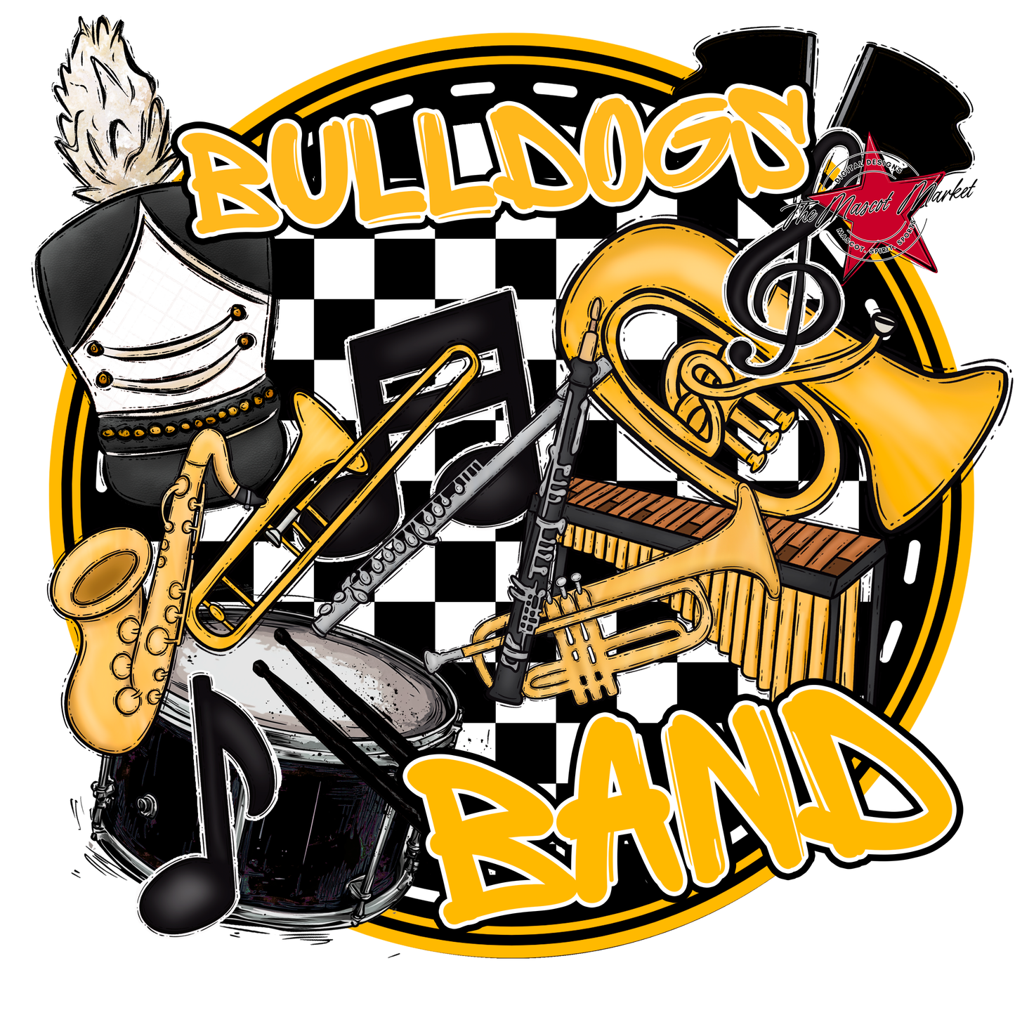 Bulldogs Circle Band Design-Yellow