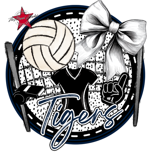 Tigers Circle Volleyball Design-Navy