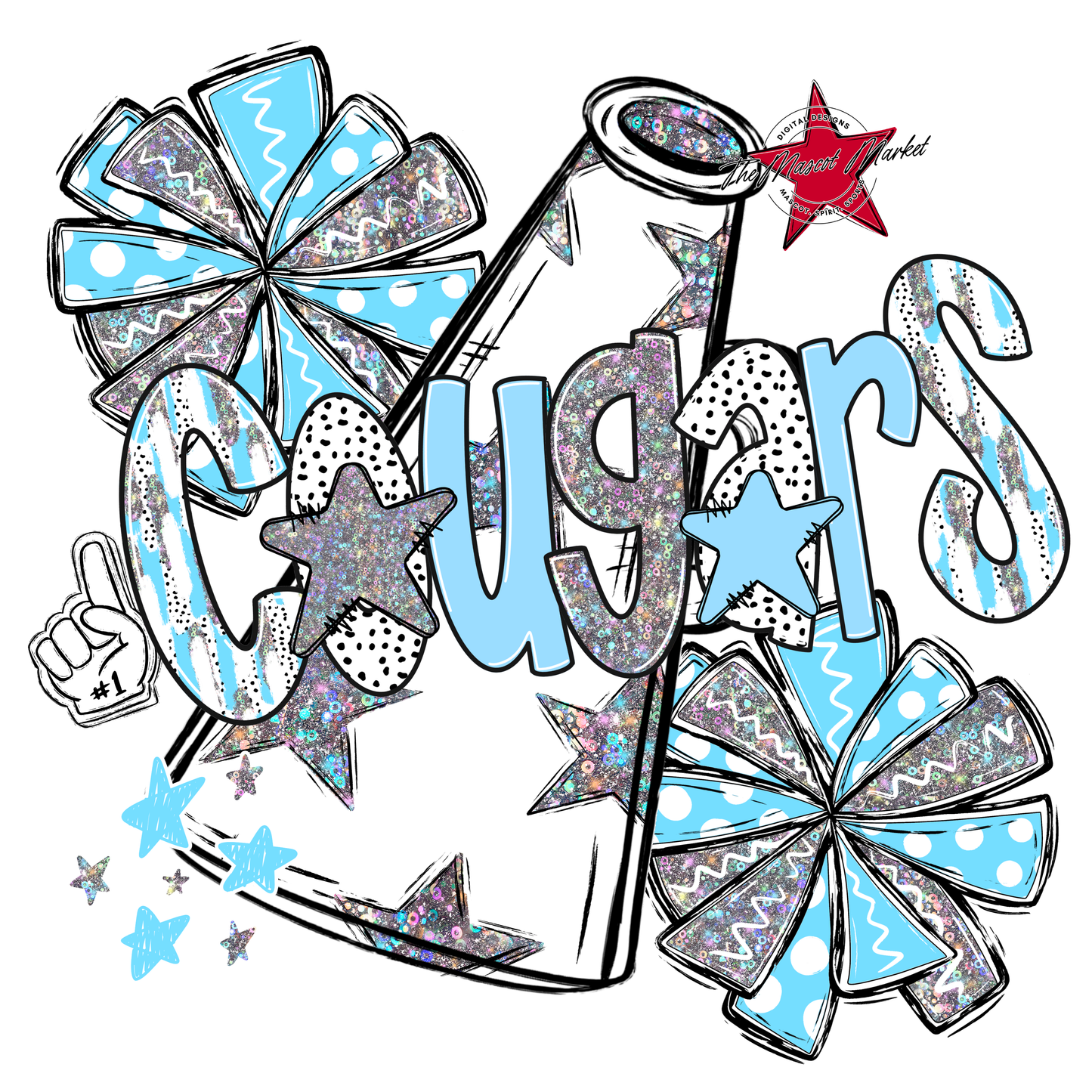 Cougars Cheer Megaphone Scrape-Columbia Blue