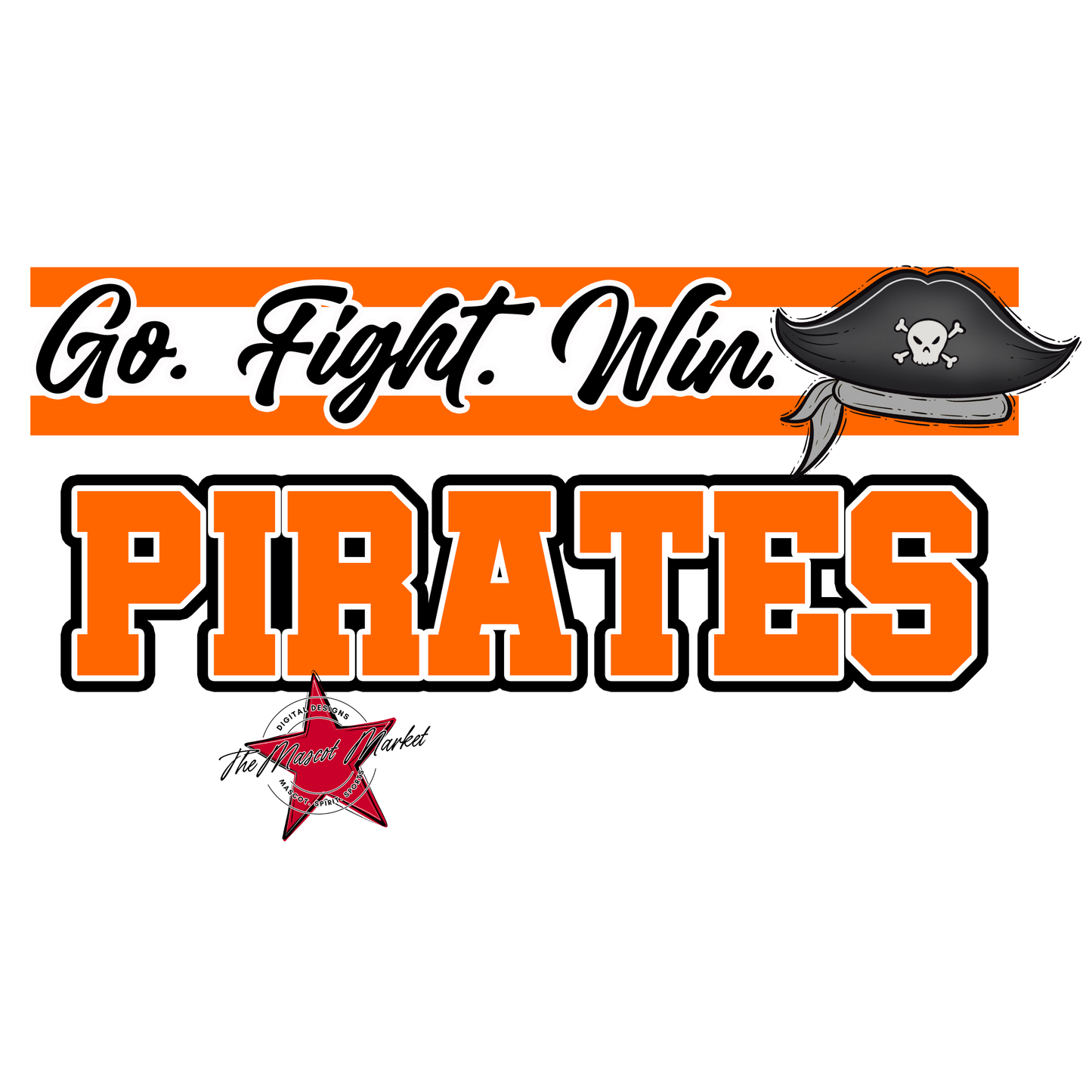 Pirates Go Fight Win Mascot Lines-Orange