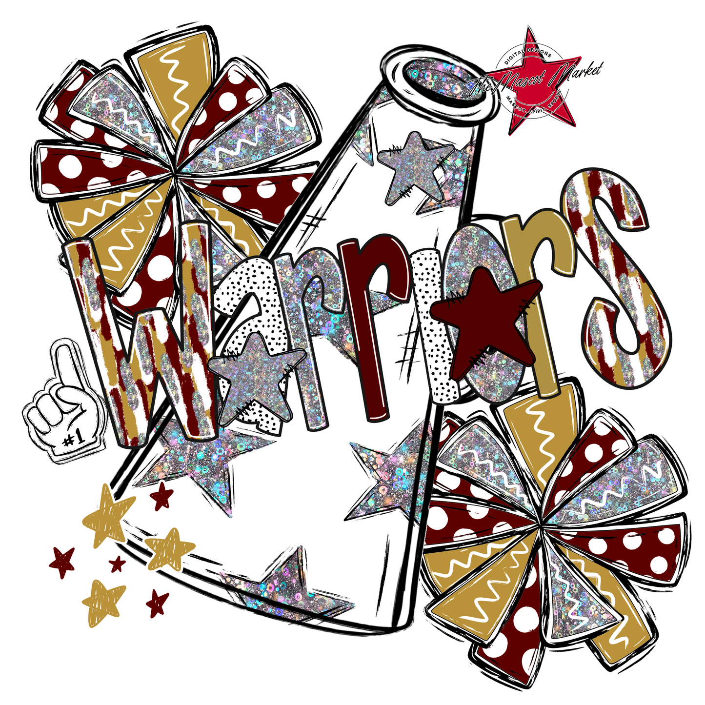 Warriors Cheer Megaphone Scrape-Maroon-Gold