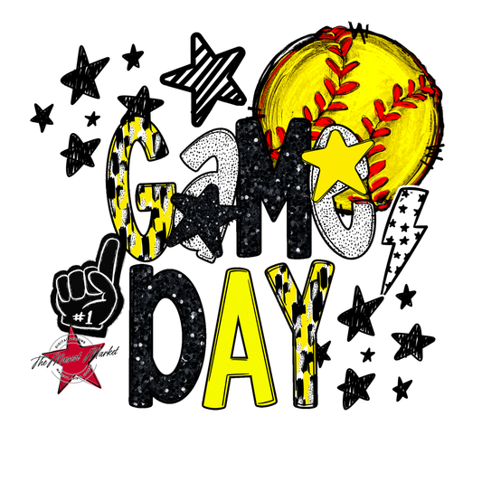 Game Day Softball Scrape Design-Bright Yellow