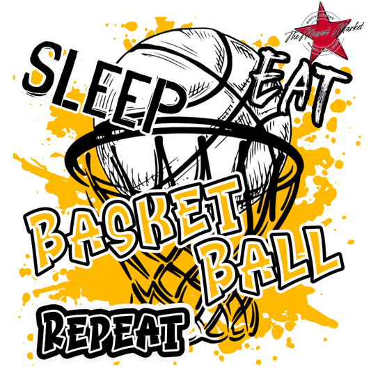 Eat Sleep Basketball Repeat Design-Yellow