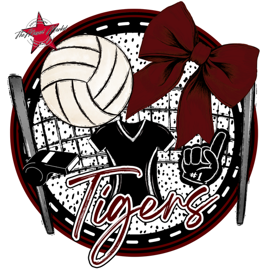Tigers Circle Volleyball Design-Maroon