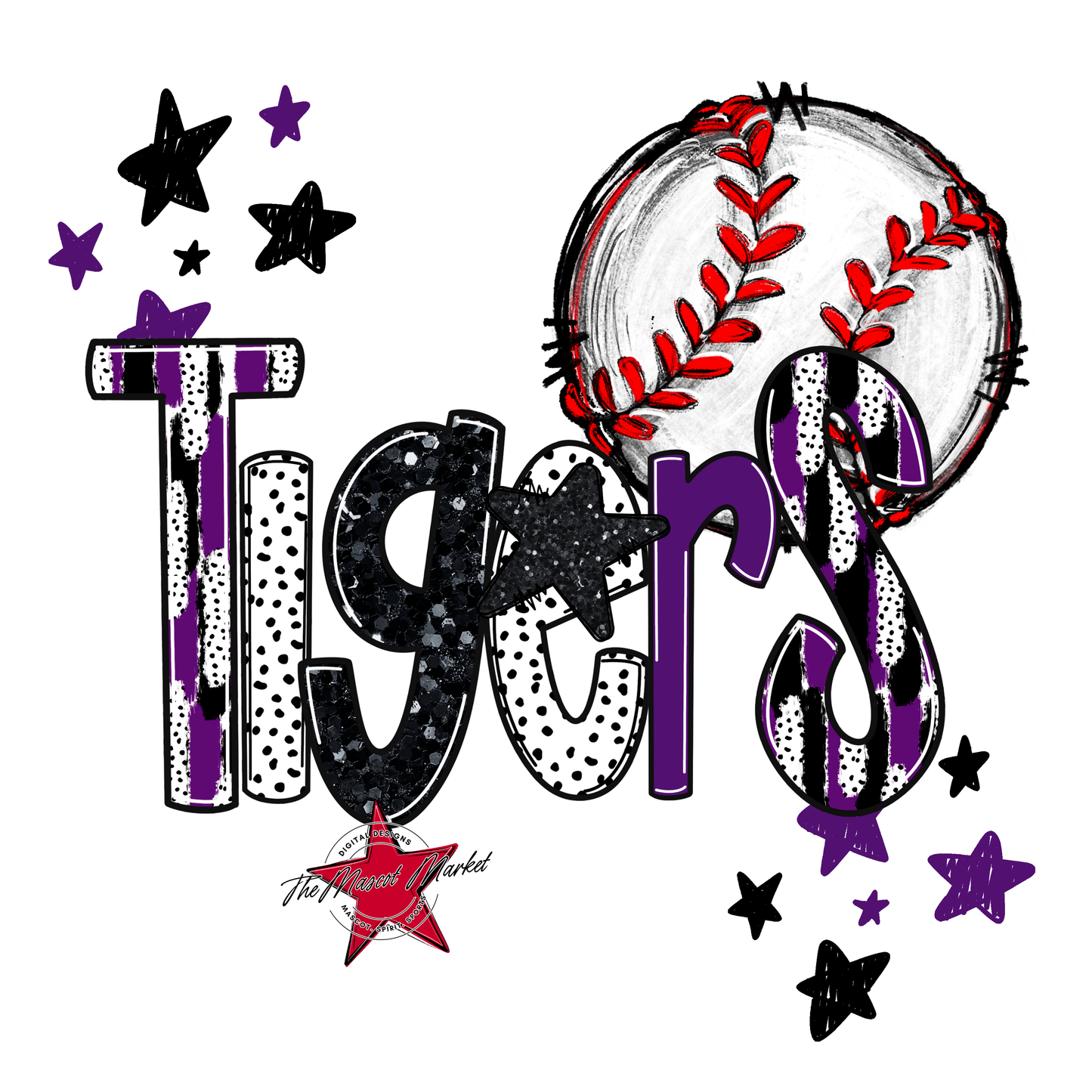 Tigers Baseball Scrape-Purple