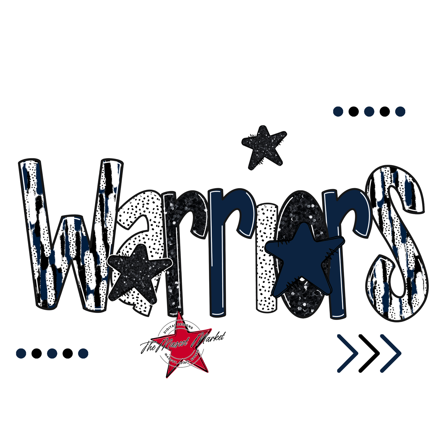 Warriors Brushstroke Alpha w Arrows-Navy