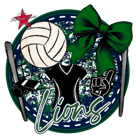 Lions Circle Volleyball Design-Navy-Green