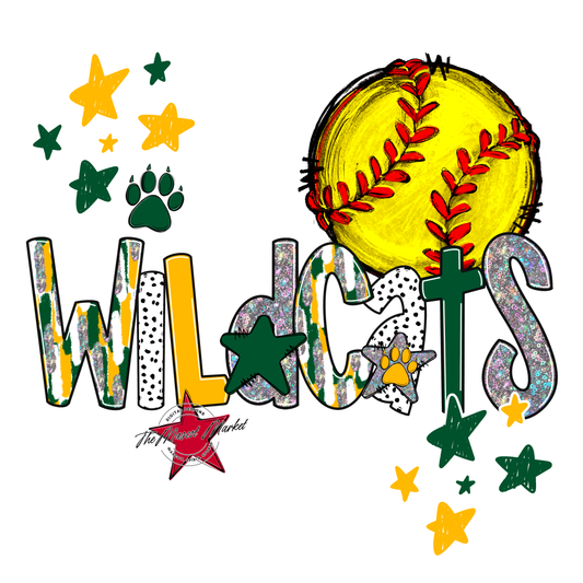 Wildcats Softball Scrape-Green-Yellow
