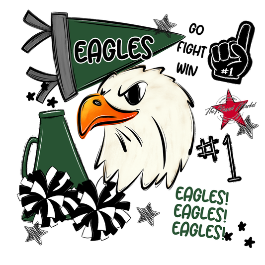 Eagles Mascot Spirit Design Megaphone-Green