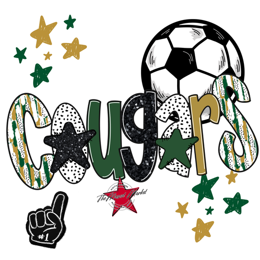 Cougars Soccer Scrape-Green-Gold