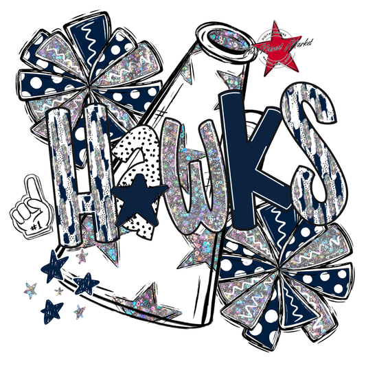Hawks Cheer Megaphone Scrape-Navy