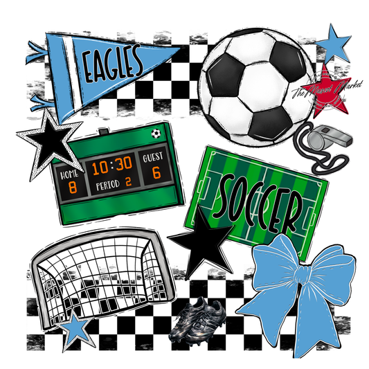 Eagles Soccer Checkers Design-Carolina Blue