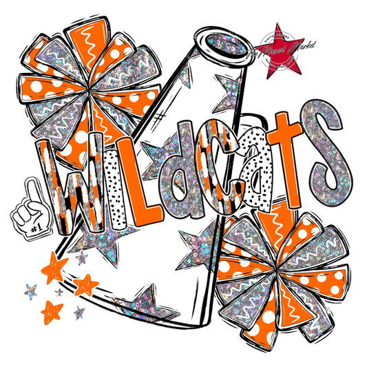 Wildcats Cheer Megaphone Scrape-Orange