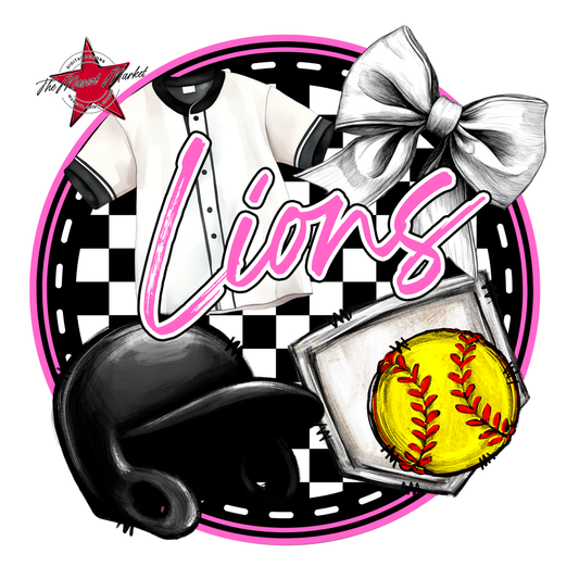 Lions Circle Softball Design-Baby Pink