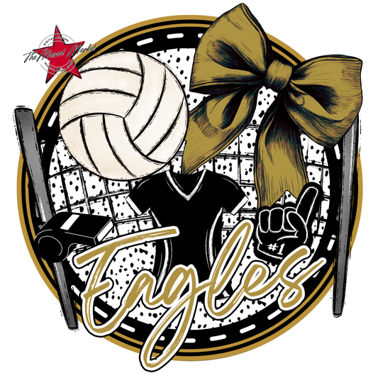 Eagles Circle Volleyball Design-Gold