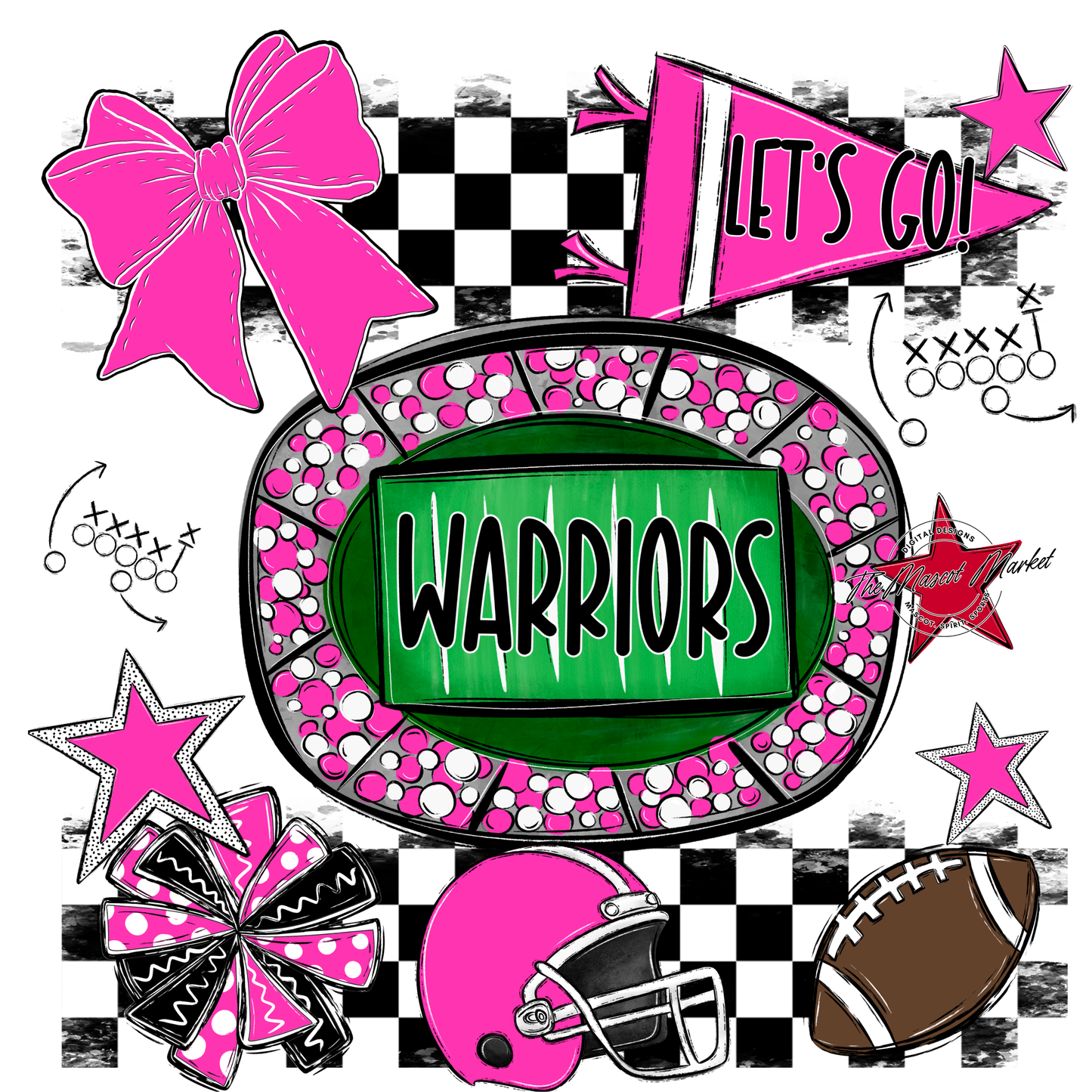 Warriors Checkers Spirit Design-Pink