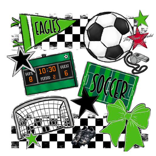 Eagles Soccer Checkers Design-Bright Green
