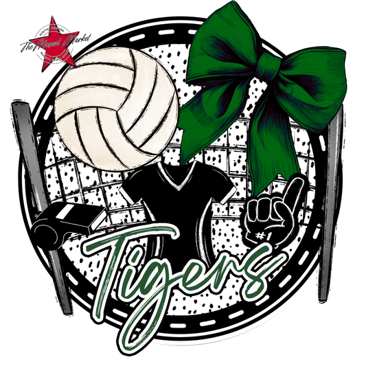 Tigers Circle Volleyball Design-Green