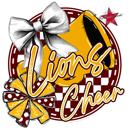 Lions Circle Cheer Design-Maroon-Yellow