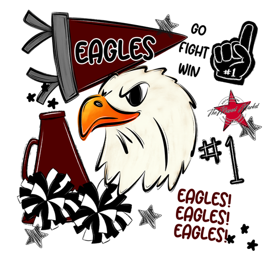Eagles Mascot Spirit Design Megaphone-Maroon