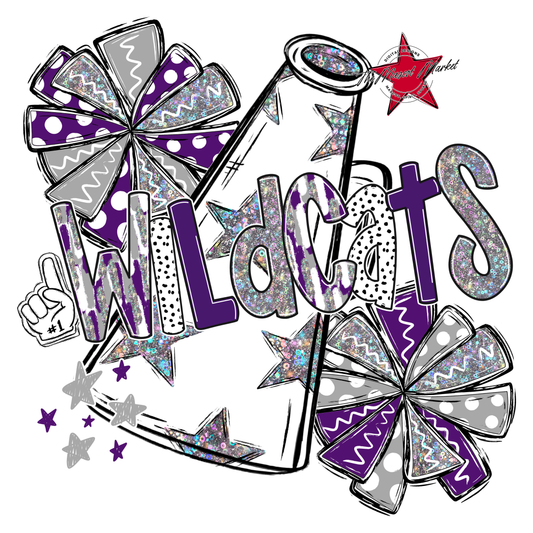 Wildcats Cheer Megaphone Scrape-Purple-Grey