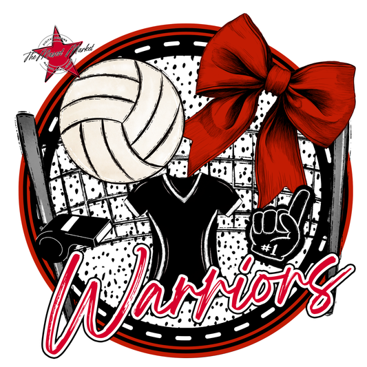 Warriors Circle Volleyball Design-Red